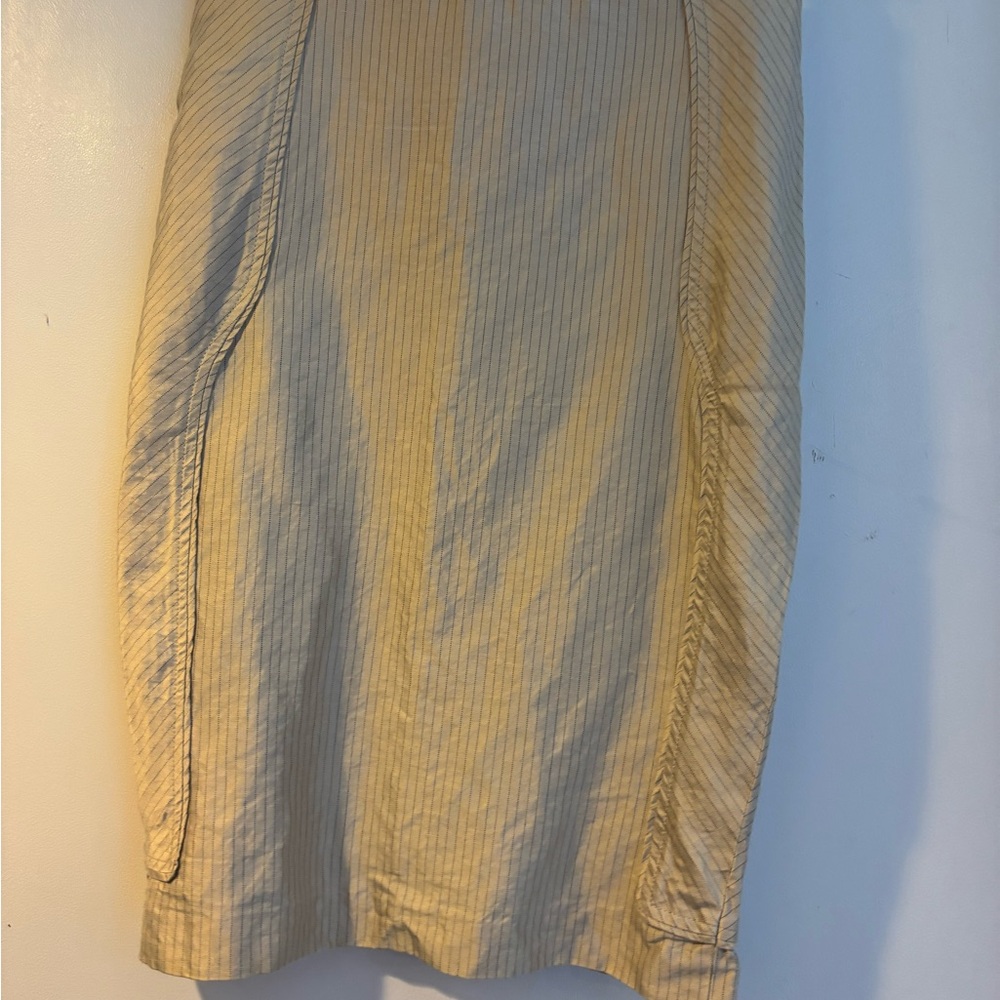 Antonio Berardi cream linen blend pin strip pencil skirt IT 40 US 2